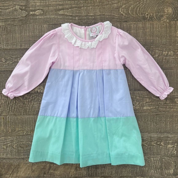 Cecil and Lou Pastel Colorblock Lace Collar Dress Size 4 - Picture 2 of 9